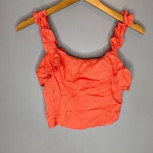 Forever 21 floral ruffle cropped tank top
